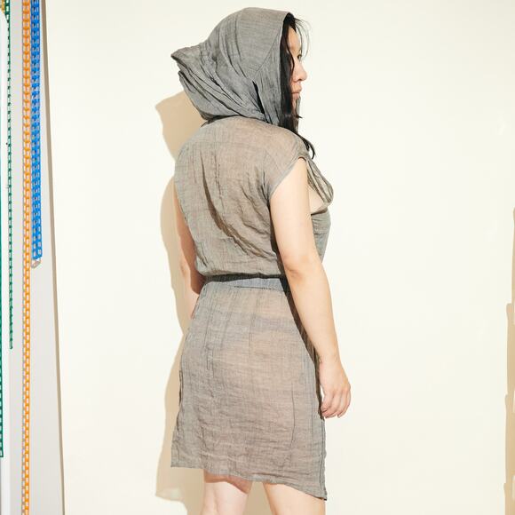 Rare NOT by Jenny Lai Grey Sheer Hooded Dress - Picture 4 of 5